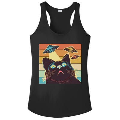 Funny Retro Vintage UFO Cat Ladies PosiCharge Competitor Racerback Tank