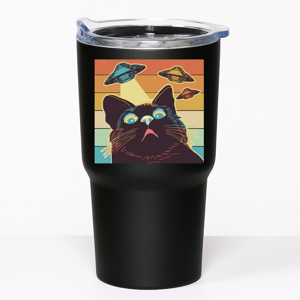 Funny Retro Vintage UFO Cat Tumbler