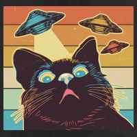 Funny Retro Vintage UFO Cat Golf Towel