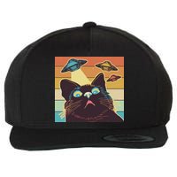 Funny Retro Vintage UFO Cat Wool Snapback Cap