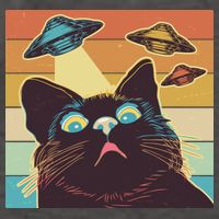 Funny Retro Vintage UFO Cat Vector Backpack