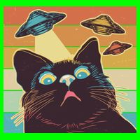 Funny Retro Vintage UFO Cat T-Shirt