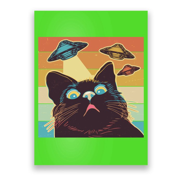 Funny Retro Vintage UFO Cat Poster