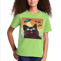 Funny Retro Vintage UFO Cat Kids T-Shirt
