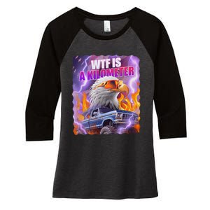 Funny Retro Wtf What Fck Is A Kilometer Women's Tri-Blend 3/4-Sleeve Raglan Shirt