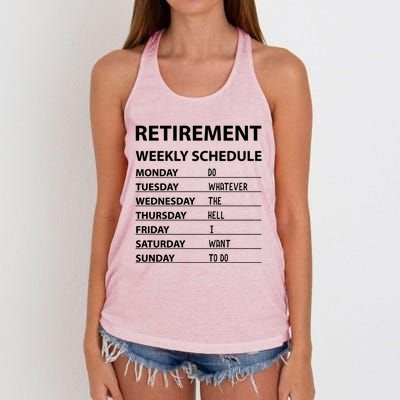 Funny Retiret Weekly Schedule Cool Retired Meaningful Gift Women's Knotted Racerback Tank