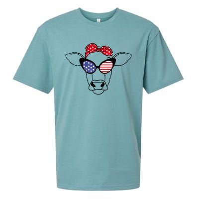 Funny Red White And Moo 4th Of July Usa Patriotic Cow Meaningful Gift Sueded Cloud Jersey T-Shirt