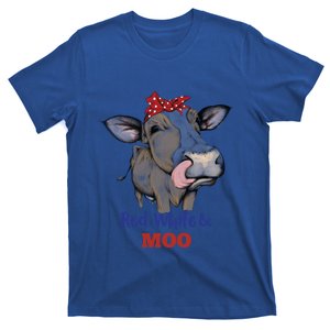 Funny Red White And Moo Cow Usa Flag 4th July Patriotic Gift T-Shirt