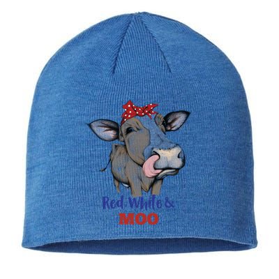 Funny Red White And Moo Cow Usa Flag 4th July Patriotic Gift Sustainable Beanie