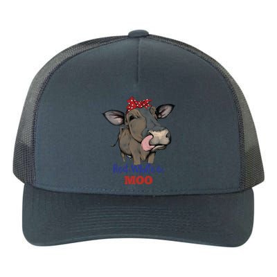 Funny Red White And Moo Cow Usa Flag 4th July Patriotic Gift Yupoong Adult 5-Panel Trucker Hat