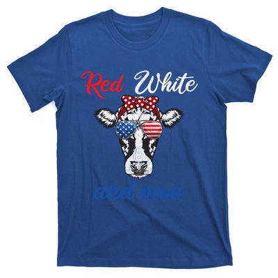 Funny Red White And Moo 4th Of July Usa Patriotic Cow Gift T-Shirt