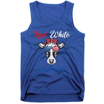 Funny Red White And Moo 4th Of July Usa Patriotic Cow Gift Tank Top