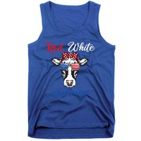 Funny Red White And Moo 4th Of July Usa Patriotic Cow Gift Tank Top