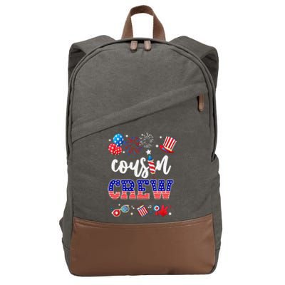 Funny Red White And Blue Cousin Crew 2024 Happy 4th Of July Cotton Canvas Backpack