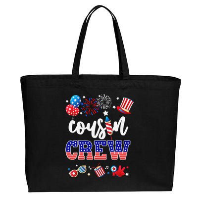 Funny Red White And Blue Cousin Crew 2024 Happy 4th Of July Cotton Canvas Jumbo Tote