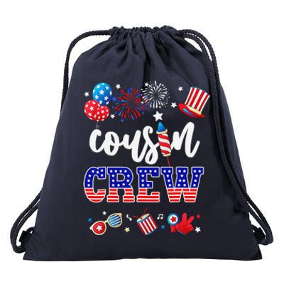 Funny Red White And Blue Cousin Crew 2024 Happy 4th Of July Drawstring Bag