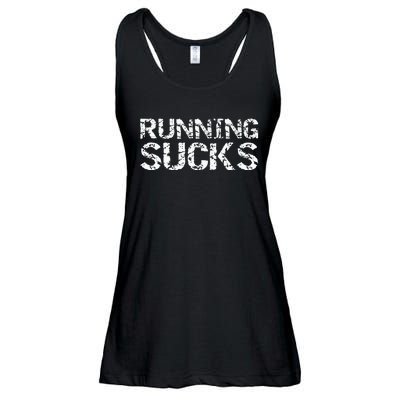 Funny Run Workout Gift For Runners Running Sucks Ladies Essential Flowy Tank