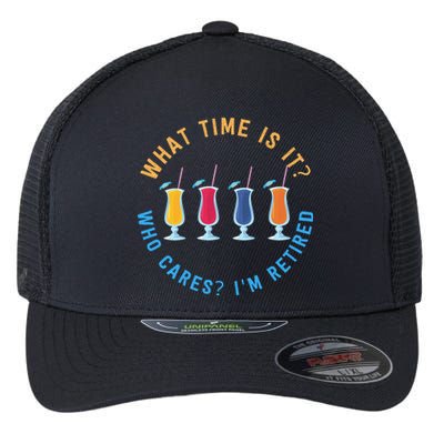 Funny Retirement Who Cares? I'm Retired Gift Flexfit Unipanel Trucker Cap