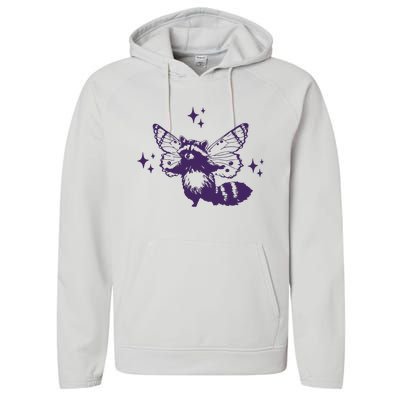 Flying Raccoon With Butterfly Wings Vintage Performance Fleece Hoodie