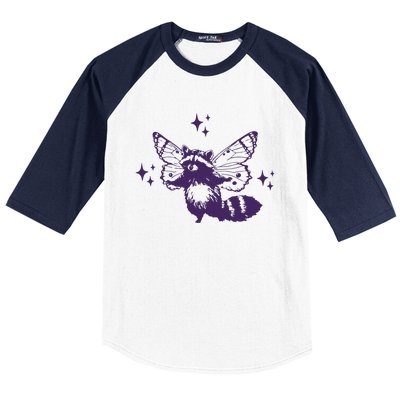 Flying Raccoon With Butterfly Wings Vintage Baseball Sleeve Shirt