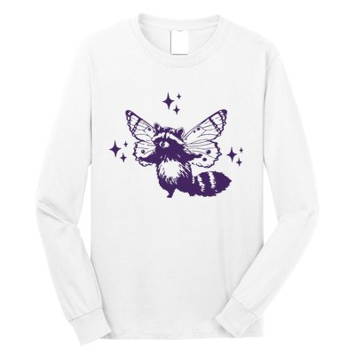 Flying Raccoon With Butterfly Wings Vintage Long Sleeve Shirt