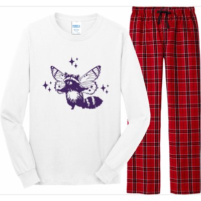 Flying Raccoon With Butterfly Wings Vintage Long Sleeve Pajama Set