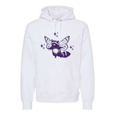 Flying Raccoon With Butterfly Wings Vintage Premium Hoodie