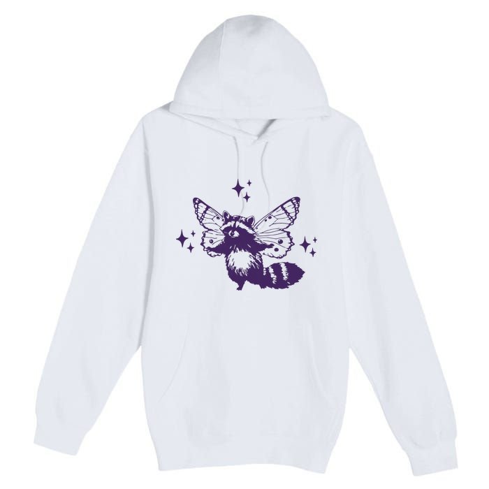 Flying Raccoon With Butterfly Wings Vintage Premium Pullover Hoodie