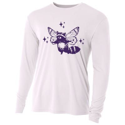 Flying Raccoon With Butterfly Wings Vintage Cooling Performance Long Sleeve Crew