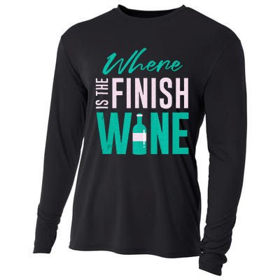 Funny Running Where Is The Finish Wine Cooling Performance Long Sleeve Crew