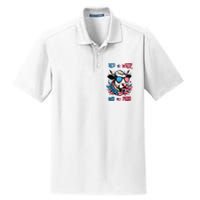 Funny Red White And Moo Patriotic Cow Usa Flag For 4th Of July Dry Zone Grid Polo