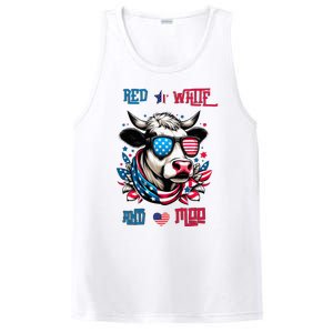 Funny Red White And Moo Patriotic Cow Usa Flag For 4th Of July PosiCharge Competitor Tank