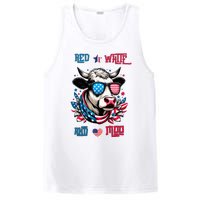 Funny Red White And Moo Patriotic Cow Usa Flag For 4th Of July PosiCharge Competitor Tank