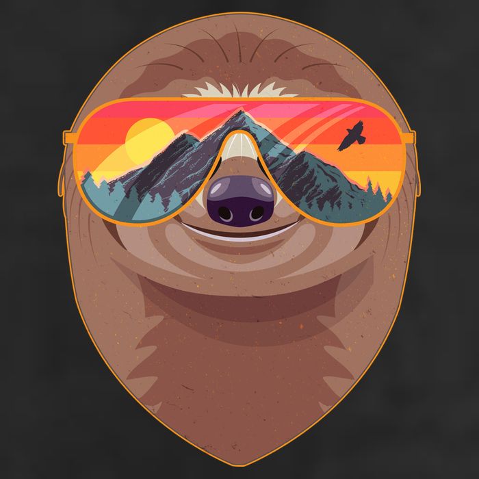Funny Retro Wilderness Sloth 7 Panel Mesh Trucker Snapback Hat