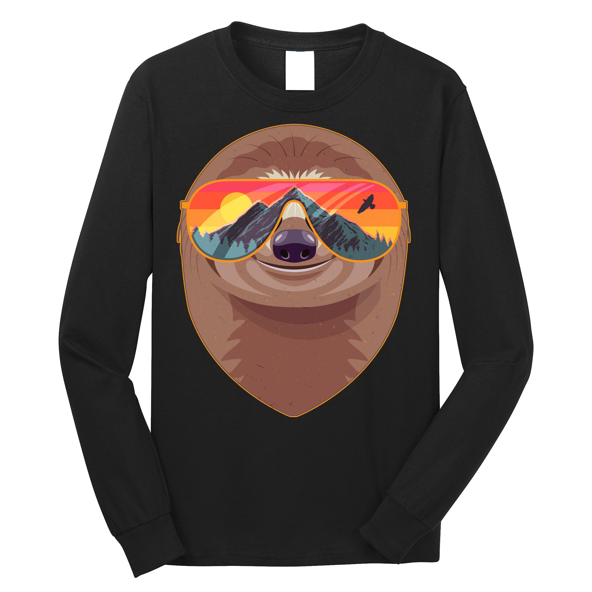 Funny Retro Wilderness Sloth Long Sleeve Shirt