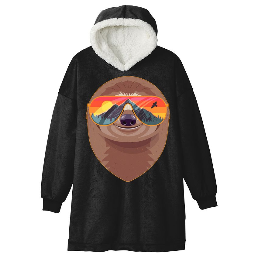 Funny Retro Wilderness Sloth Hooded Wearable Blanket
