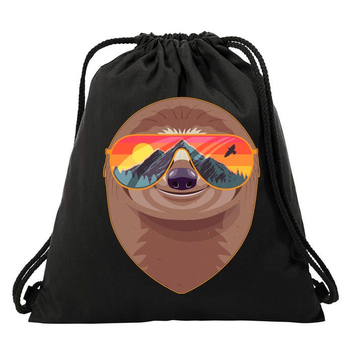 Funny Retro Wilderness Sloth Drawstring Bag