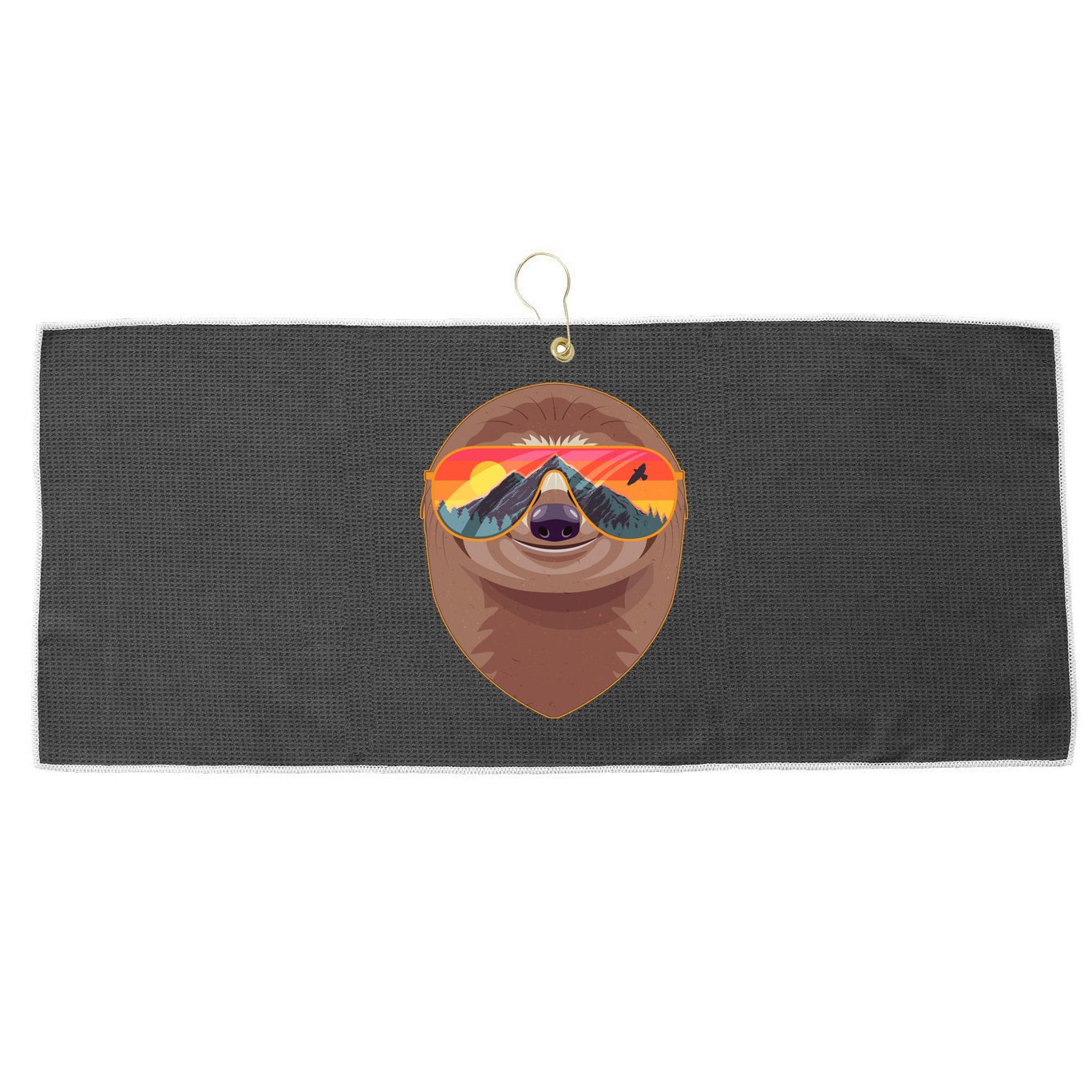 Funny Retro Wilderness Sloth Large Microfiber Waffle Golf Towel