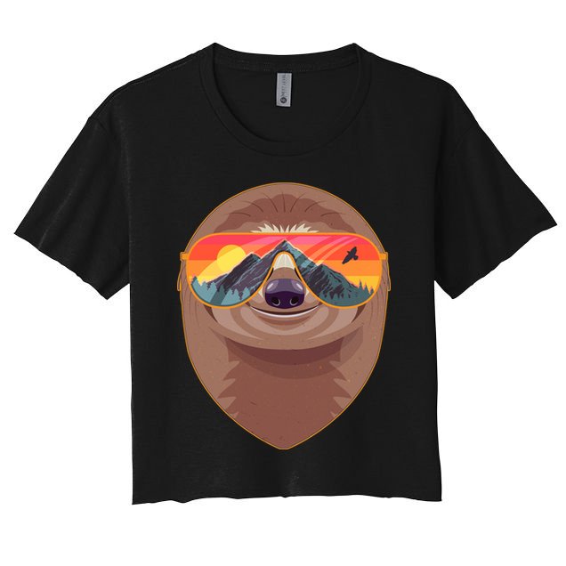 Funny Retro Wilderness Sloth Crop Top