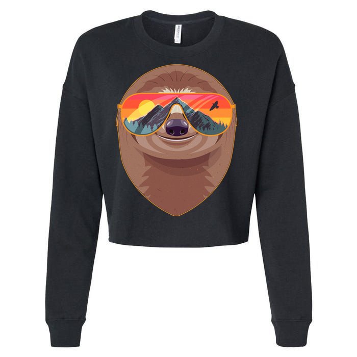 Funny Retro Wilderness Sloth Cropped Pullover Crew