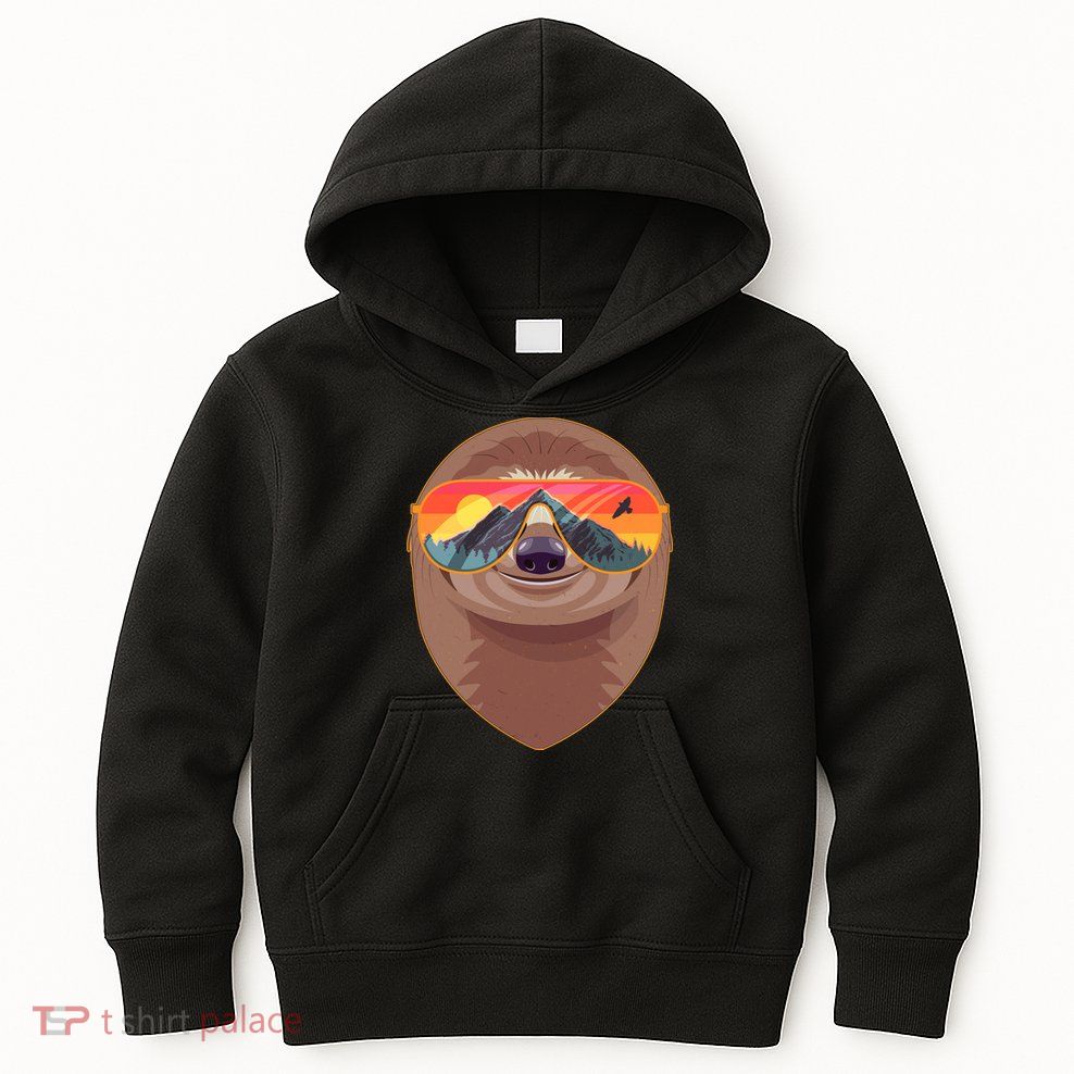 Funny Retro Wilderness Sloth Kids Hoodie