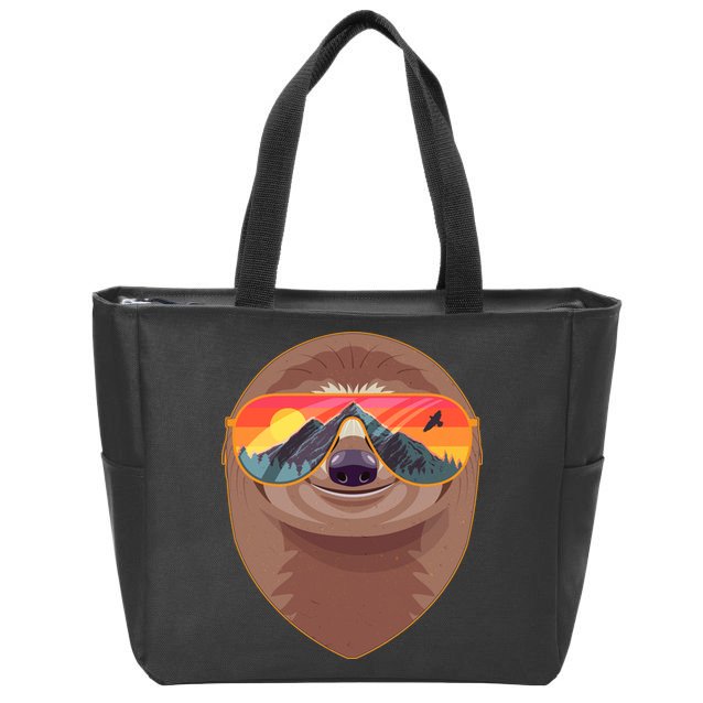 Funny Retro Wilderness Sloth Zip Tote Bag
