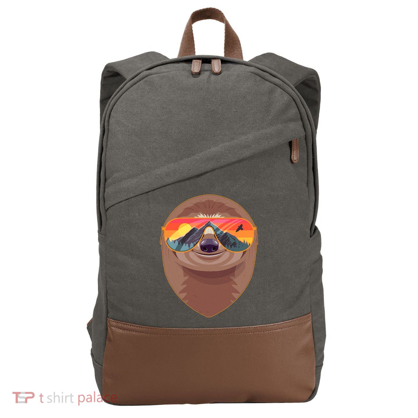 Funny Retro Wilderness Sloth Cotton Canvas Backpack