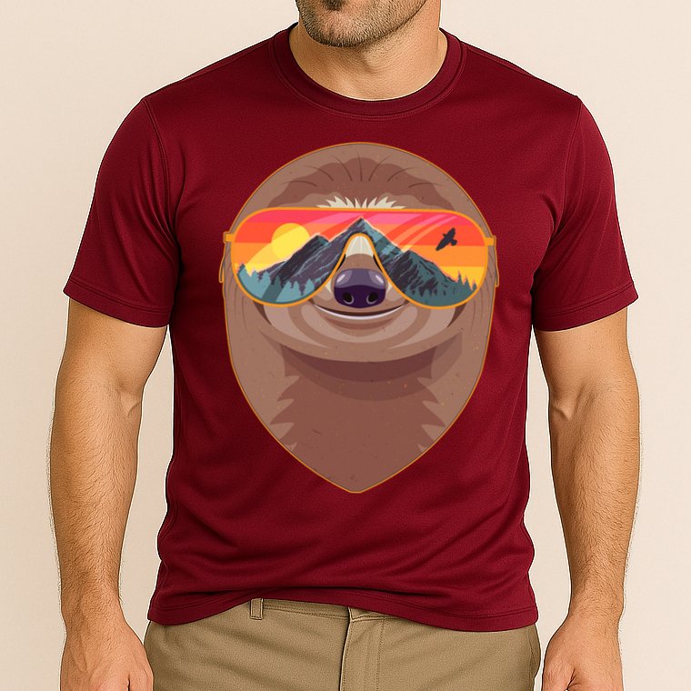 Funny Retro Wilderness Sloth Performance Shirt