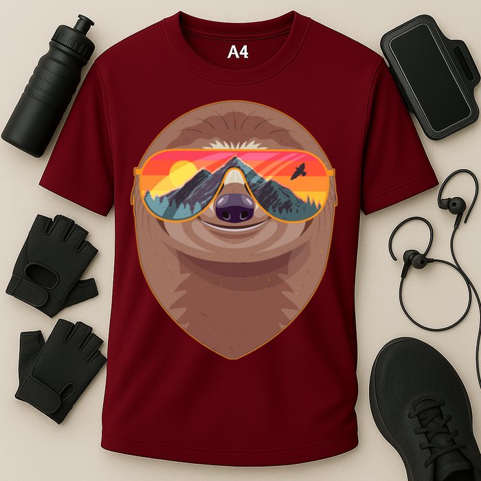 Funny Retro Wilderness Sloth Performance Shirt