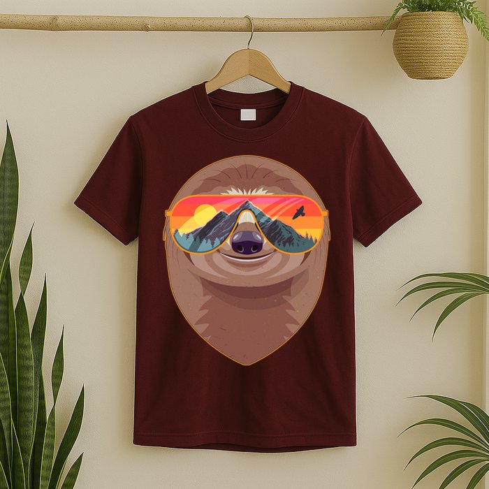 Funny Retro Wilderness Sloth T-Shirt