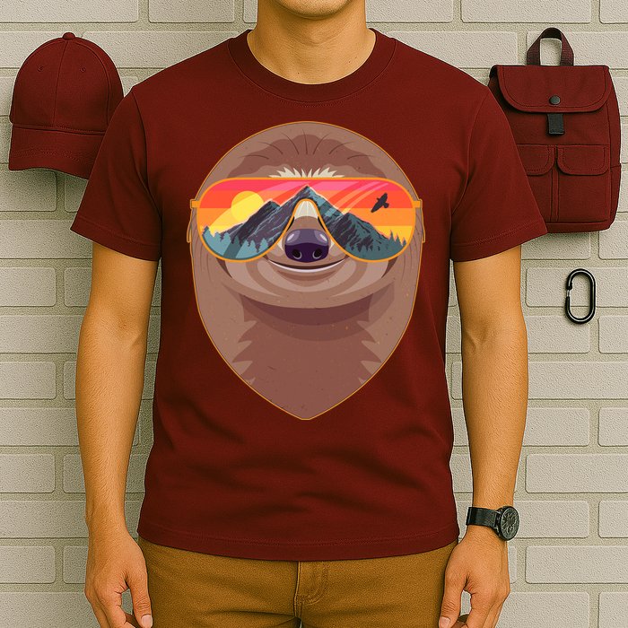 Funny Retro Wilderness Sloth T-Shirt