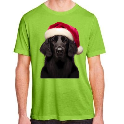 Flatcoated Retriever With Santa Hat Christmas Dog Owner Mom Gift Adult ChromaSoft Performance T-Shirt