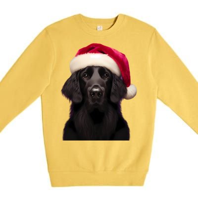 Flatcoated Retriever With Santa Hat Christmas Dog Owner Mom Gift Premium Crewneck Sweatshirt