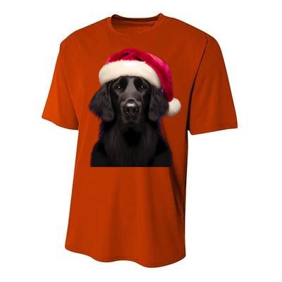 Flatcoated Retriever With Santa Hat Christmas Dog Owner Mom Gift Performance Sprint T-Shirt